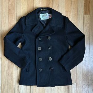 U. S. 740N Pea Jacket by Schott Bros NYC Vintage Black Pea Coat